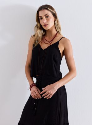 Polera Look Fluido con Tela Jacquard Diseño