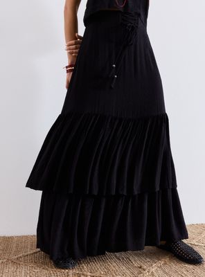 Falda Look Satín con Diseño en Textura