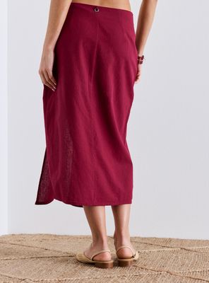 Imagen 2 del producto Falda Look Lino Tipo Pareo con Argolla de Madera