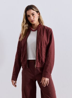 Imagen 1 del producto Chaqueta Full Bordada con Flores a Tono