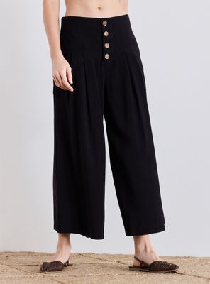 Pantalón Detalle de Pinzas y Botones en Delantero