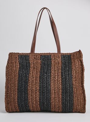 Cartera de Hombro Raffia Bicolor