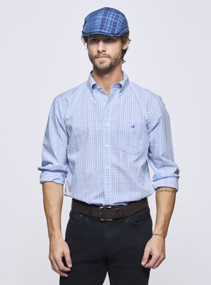 Camisa Regular Print Cuadros Algodón