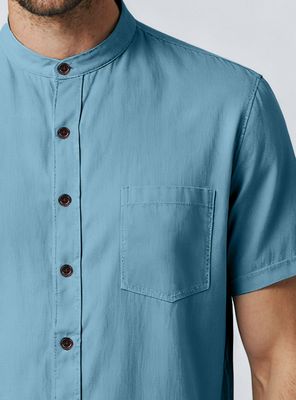 Imagen 2 del producto Camisa Cuello Mao Lino Manga Corta Vintage