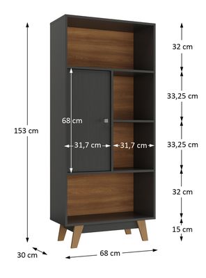 Imagen 2 del producto Librero HO-2997 1 Puerta Negro