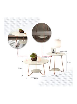 Imagen 2 del producto Mesa de Centro Redonda Liz + Mesa Lateral