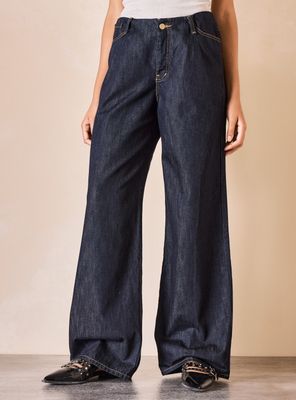 Jeans Wide Leg sin Pretina y Pinzas