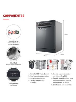 Imagen 2 del producto Lavavajillas 16 Cubiertos Inox Dark-Grey TH-DW16CA
