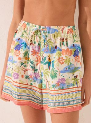 Short Viscosa Estampado Paisaje