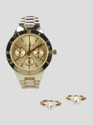 Imagen 2 del producto Pack Reloj Análogo Gold Mujer + Aros Dorados
