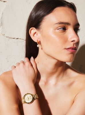 Pack Reloj Análogo Gold Mujer + Aros Dorados