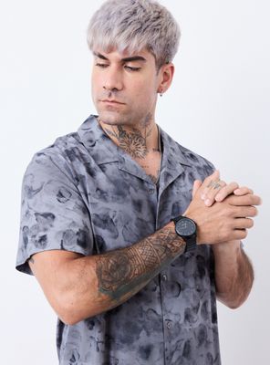 Reloj Análogo con Correa Metal Negro Hombre