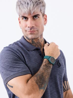 Reloj Análogo con Correa Metal Verde Hombre