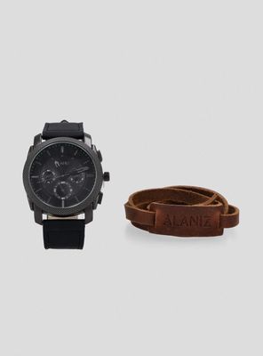 Alaniz Pack Reloj Análogo Black Hombre + Strap Anteojos
