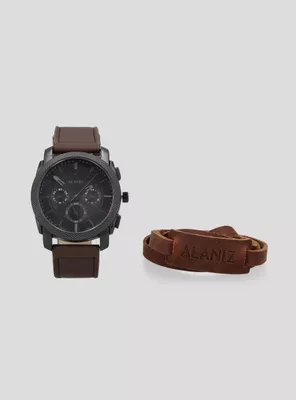 Imagen 2 del producto Pack Reloj Análogo Brown Hombre + Strap Anteojos