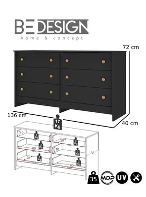 Imagen 2 del producto Cómoda Duplex 6 Cajones Negro