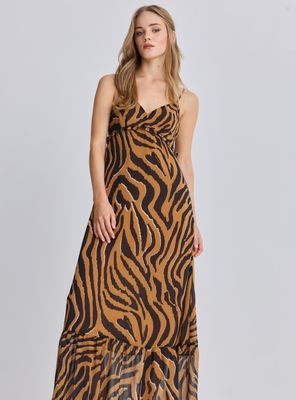 Vestido Estampado Volante