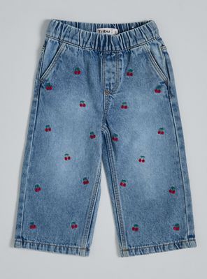 Imagen 2 del producto Jeans Full Bordado con Cerezas en Contraste