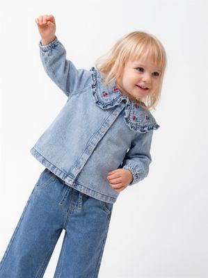 Imagen 1 del producto Blusa Cuello Bobo con Bordados de Cerezas en Contraste