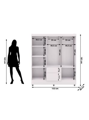 Imagen 2 del producto Clóset Ideal Blanco 6 Puertas 2 Cajones