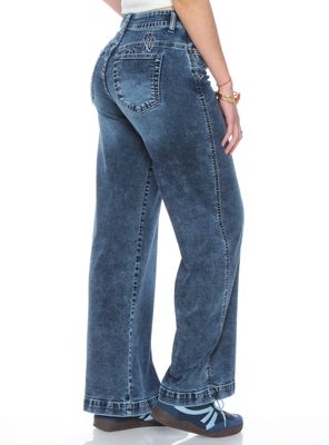 Imagen 2 del producto Jeans Wide Leg Tiro Alto Bordado Jtb3012