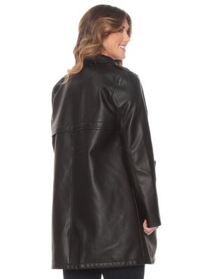 Imagen 2 del producto Chaqueta Larga Cuero Ecológico con Bolsillo