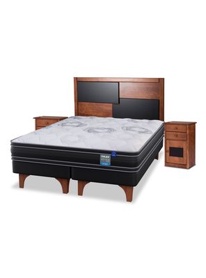 Cama Europea Seven Plus 2 Plazas Box Base Dividida + Set Muebles Colonia