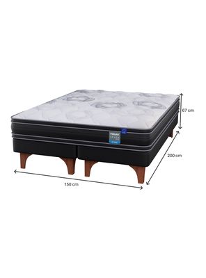 Imagen 2 del producto Cama Europea Seven Plus 2 Plazas Box Base Dividida + Respaldo Design Grafito