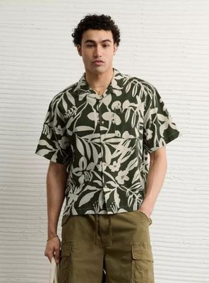 Camisa AE Flor con Botones Holgada