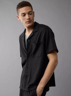 Camisa AE Estilo Rústico de Cloqué con Botones