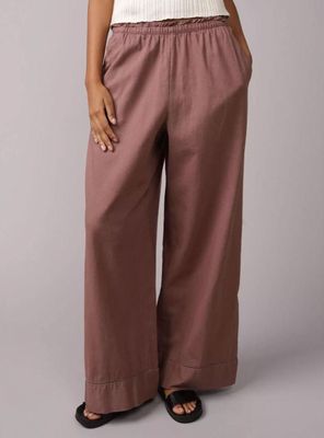 Pantalón Ae Cintura Alta Mezcla de Lino