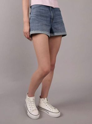 Short Ae Denim con Dobladillo Deshilachado