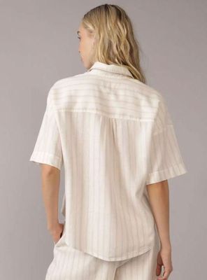 Imagen 2 del producto Camisa Mezcla de Lino Manga Corta con Botones