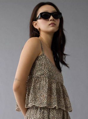 Blusa Ae de Leopardo con Ojales