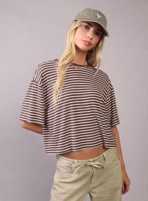 Polera Ae Manga Corta con Rayas con Cuello Redondo