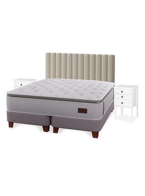 Cama Europea Heritage 2 Plazas 150x200 cm + Respaldo Tubular + Vel Roma