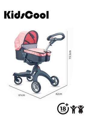 Imagen 2 del producto Coche de Muñeca Cuna Luxury Rosado Negro