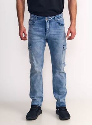 Jeans Cargo Tiro Alto Light-Med