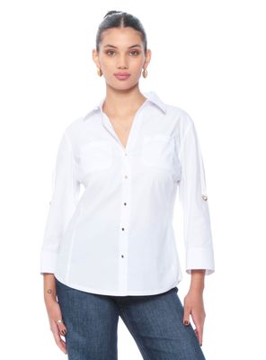 Blusa Manga Larga con Tela de Punto en los Costados