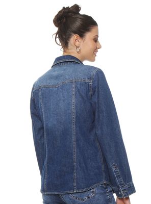 Imagen 2 del producto Blusa Manga Larga Denim Bolsillo Tapeta Abrochada