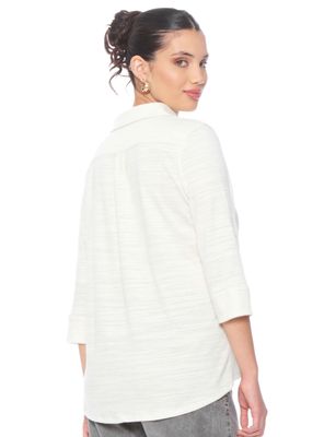 Imagen 2 del producto Blusa Manga 3/4 Sólida con Encaje y Escote