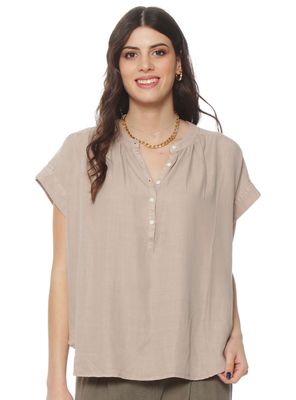 Blusa Manga Corta Lyocell Abotonada en Delantero