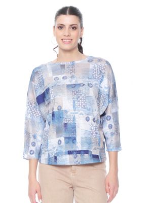 Polera Manga 3/4 Sublimado Aplicación Strass Escote Redondo