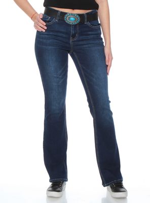 Imagen 1 del producto Jeans Recto Tiro Medio Pretina Básica 1 Botón Cinturón