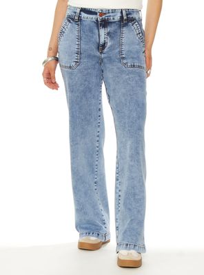 Jeans Cargo Recto Tiro Alto Pretina