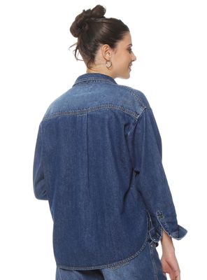 Imagen 2 del producto Blusa Denim Manga Larga Abotonada con Bolsillo