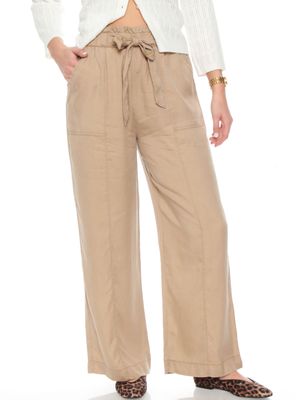 Pantalón Wide Leg Tiro Alto Pretina Elasticada con Lazo