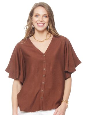 Blusa Sólida Escote V