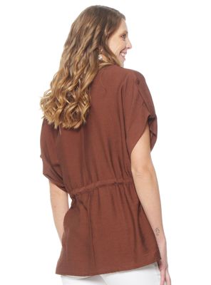 Imagen 2 del producto Blusa Safari Manga Corta con Cuello y Cintura Ajustada