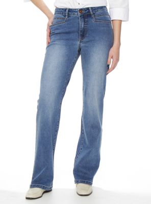 Jeans Recto Tiro Alto Pretina Básica 1 Botón P32